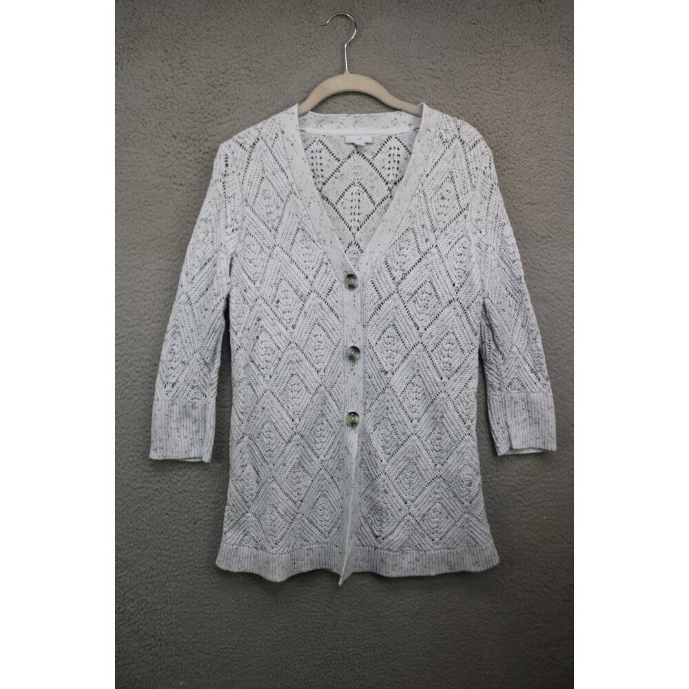 J.Jill Open Knit Button Up Sweater-Size Small-Beachy